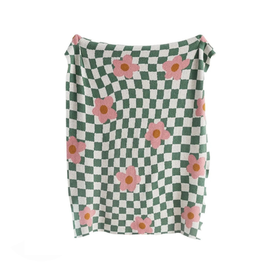 BLOOM & CHECKERBOARD | Retro-Modern Plush Throw