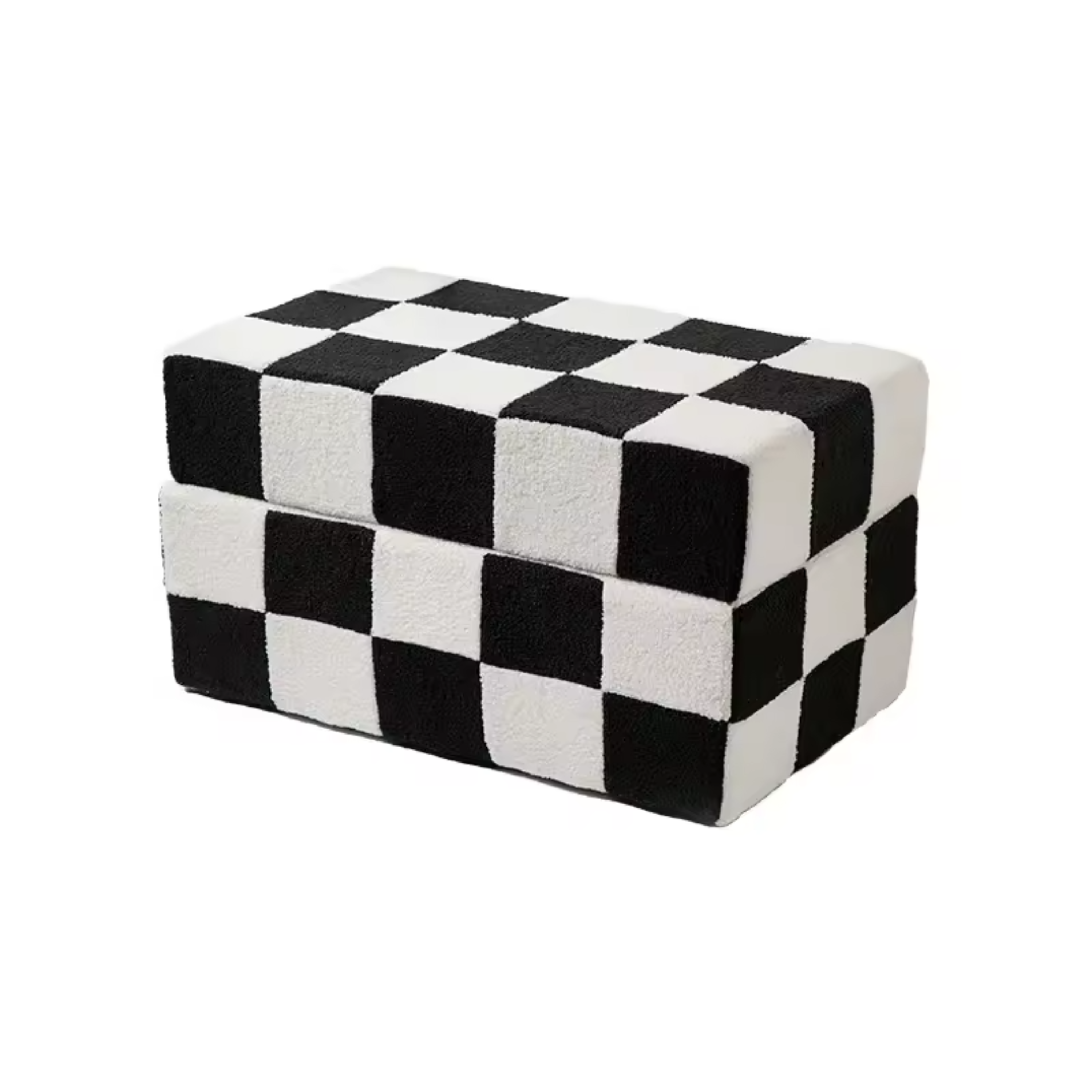VELVET-CHECK | Checkered Storage Ottoman