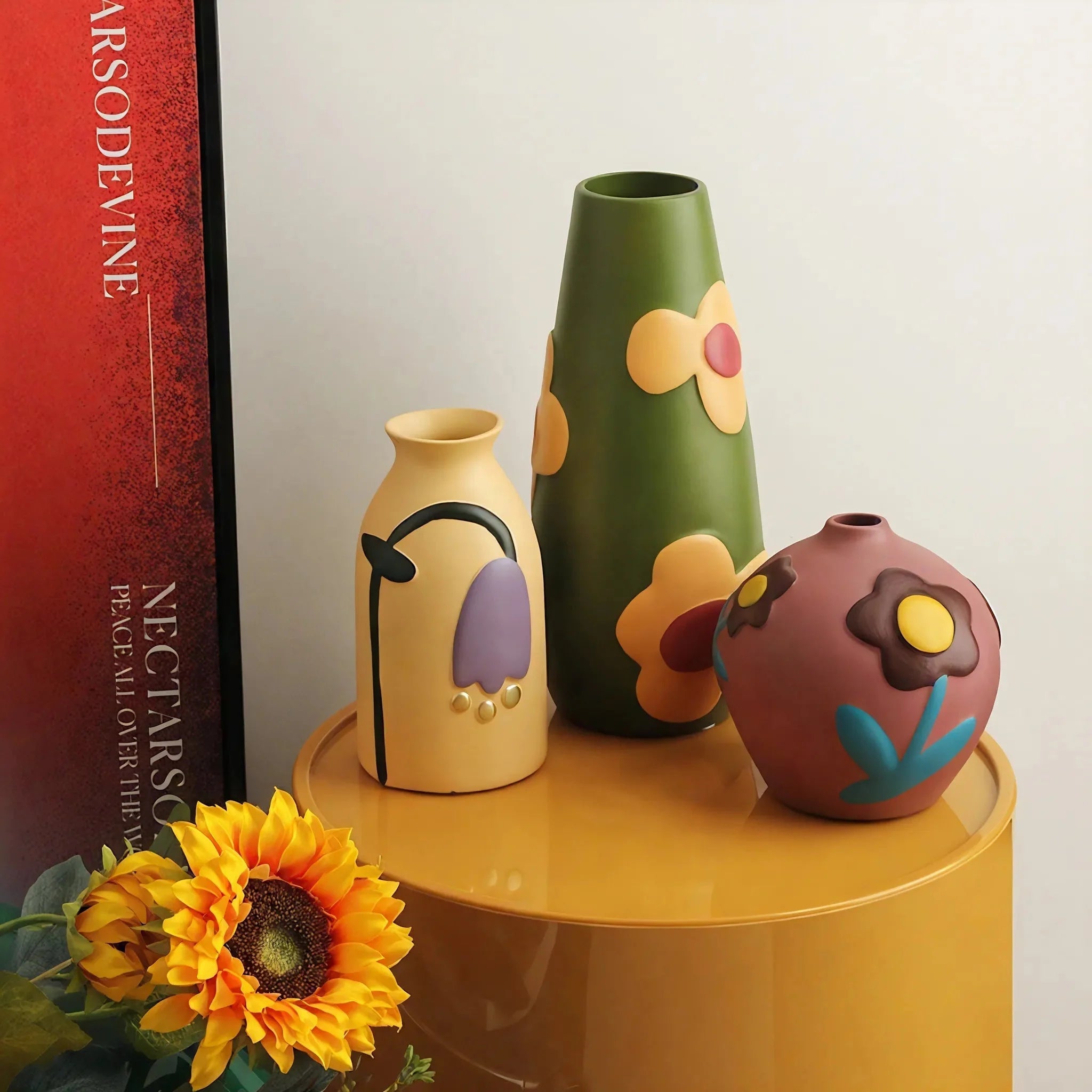 FLORAL CERAMIC | Hand-Painted Nordic Vase Set