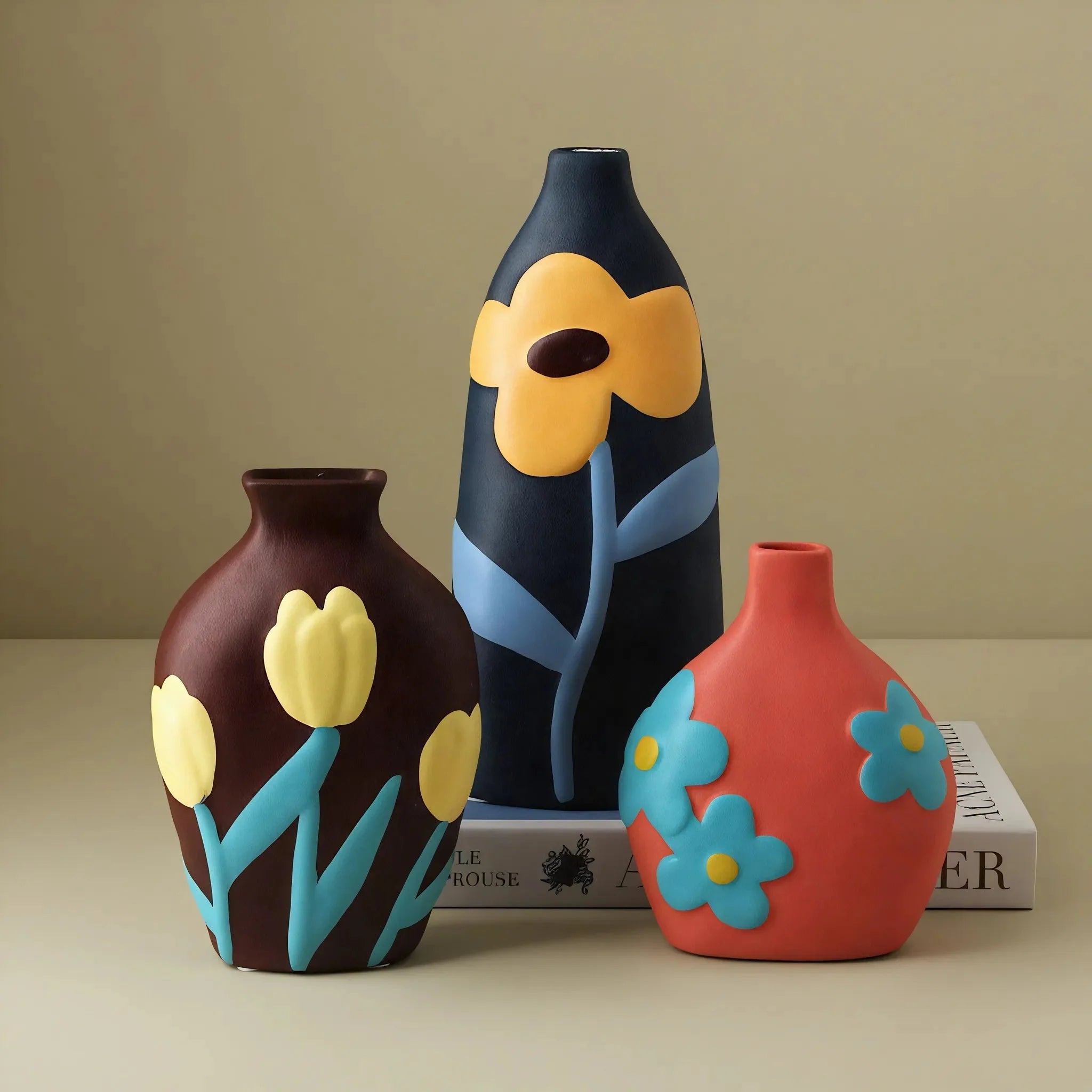 FLORAL CERAMIC | Hand-Painted Nordic Vase Set