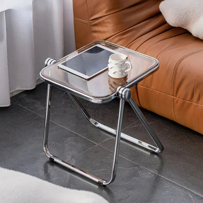 Foldable Acrylic Side Table – Transparent Compact Coffee Table