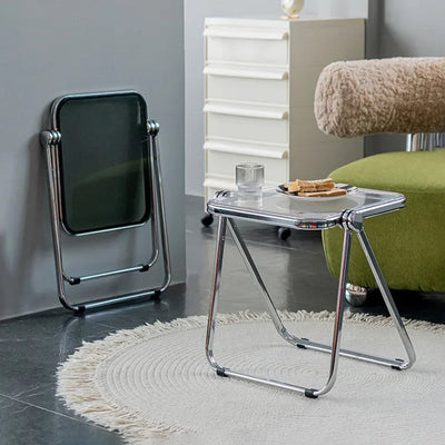 Foldable Acrylic Side Table – Transparent Compact Coffee Table