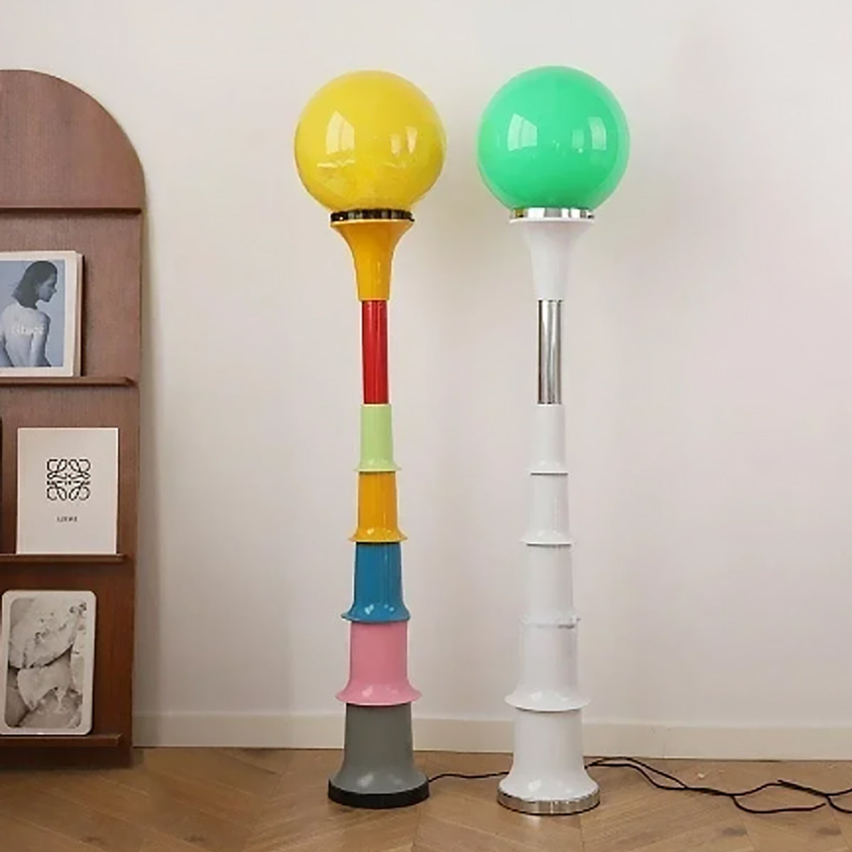 Retro Ball Floor Lamp | 90s French Design, Corded Light
