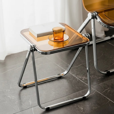 Foldable Acrylic Side Table – Transparent Compact Coffee Table