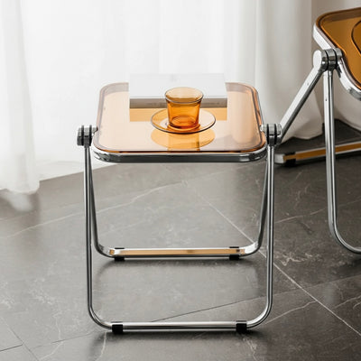 Foldable Acrylic Side Table – Transparent Compact Coffee Table