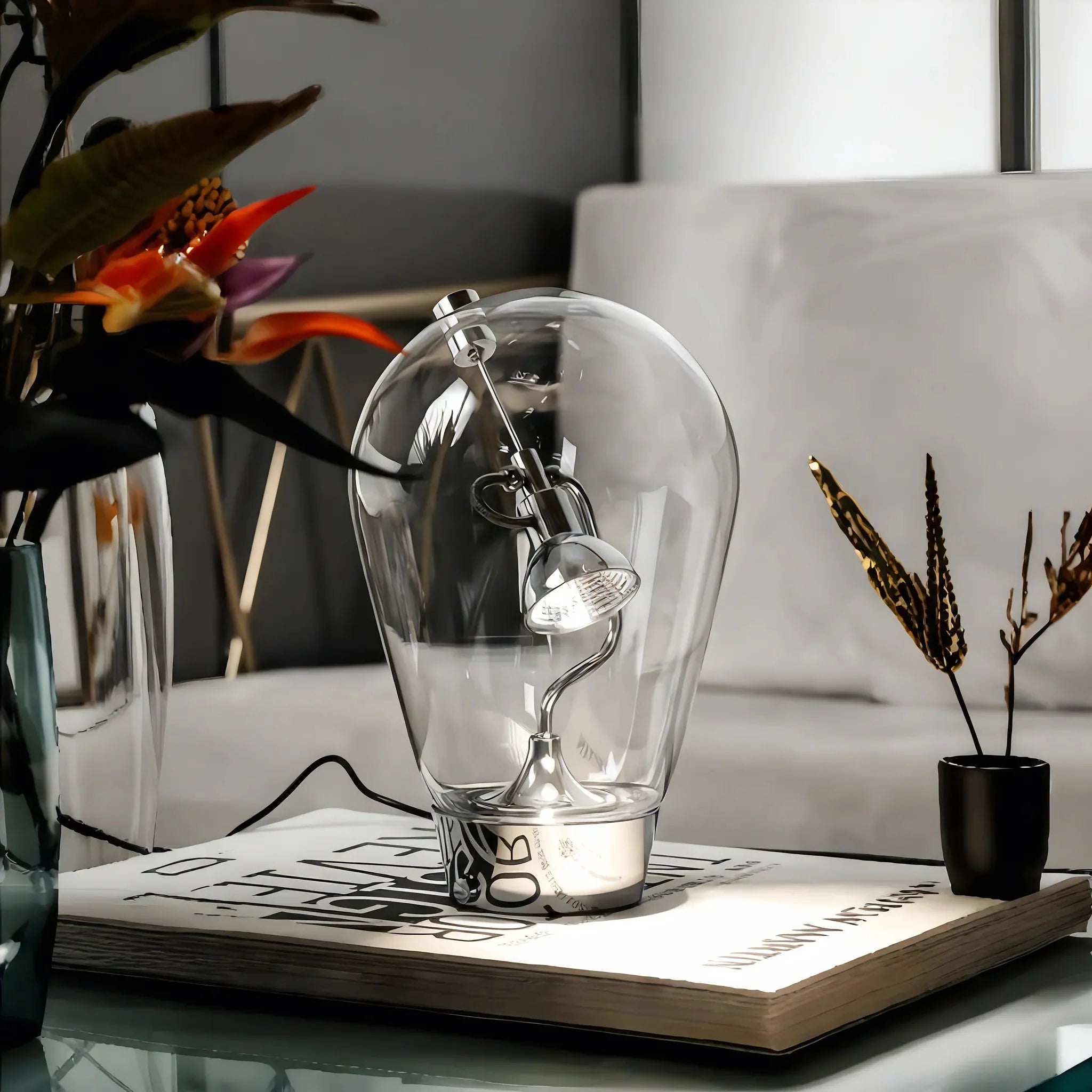 GLASS-WHISPER | Sculptural Chrome & Glass Illumination