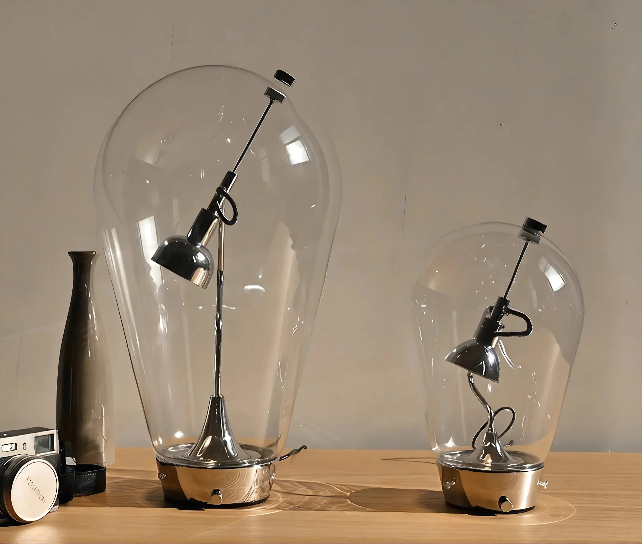 GLASS-WHISPER | Sculptural Chrome & Glass Illumination