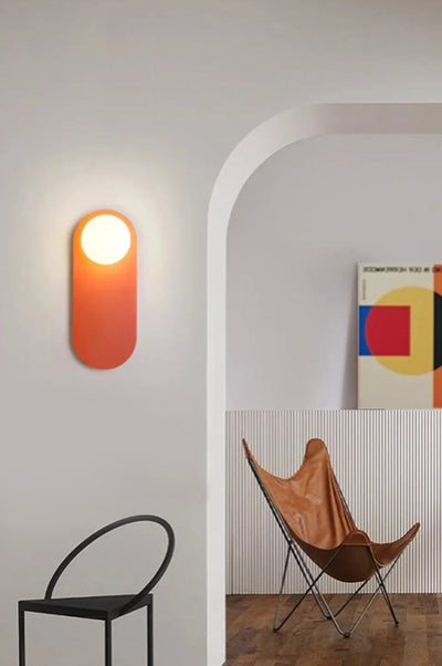 Glass Ball Wall Lamp - Modern Metal Plate Fixture