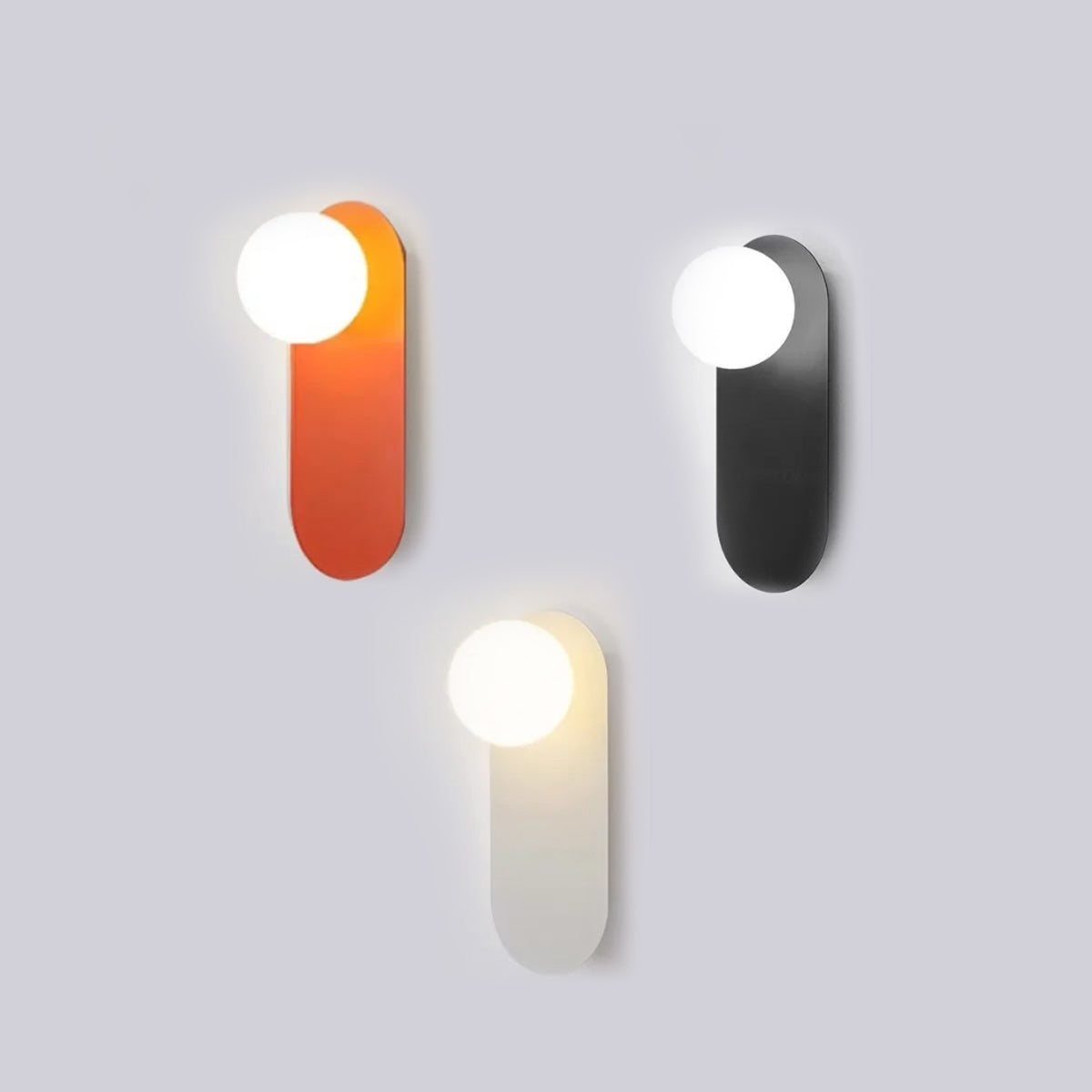 Glass Ball Wall Lamp - Modern Metal Plate Fixture