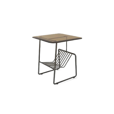 Glass Top Side Table - Metal Rack Storage