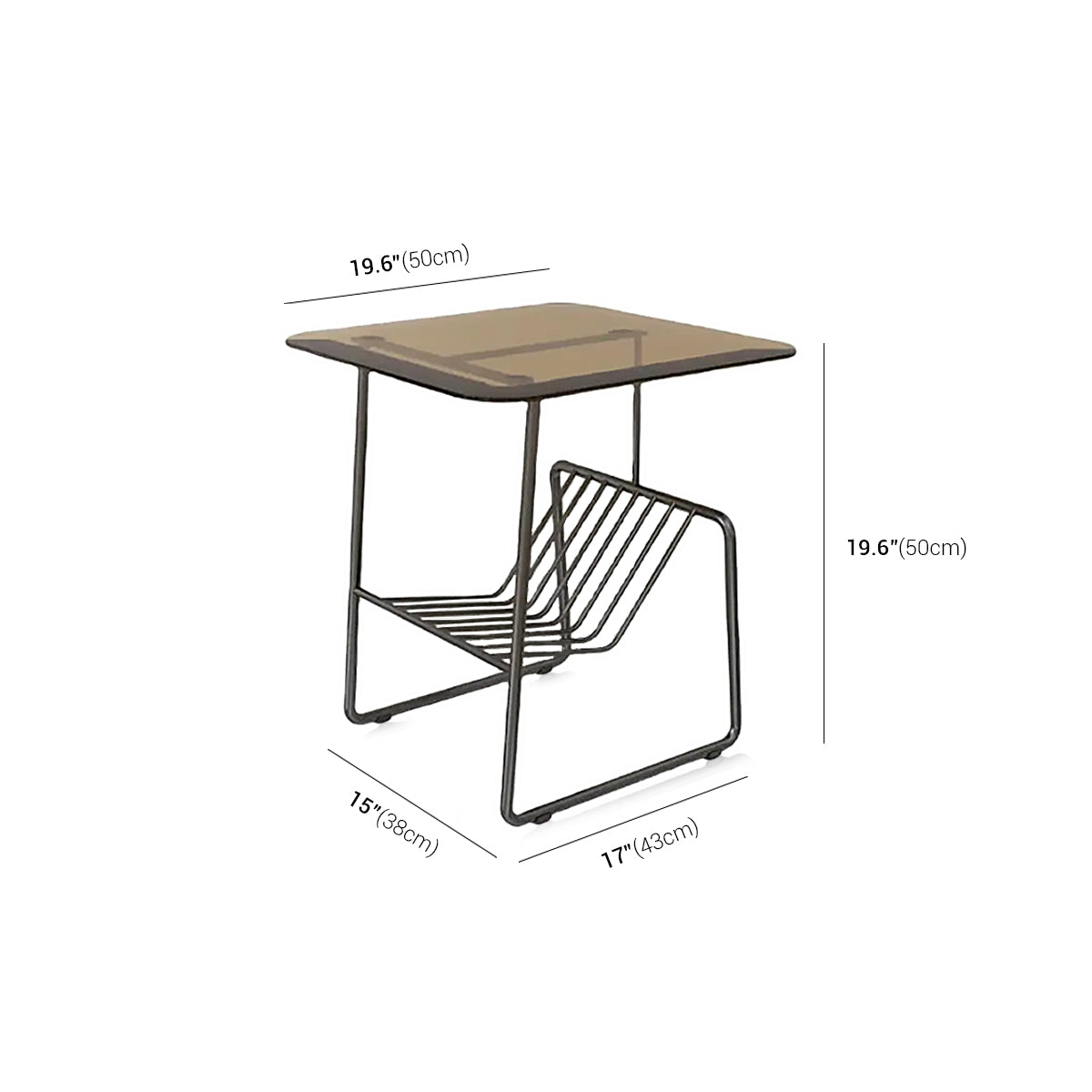 Glass Top Side Table - Metal Rack Storage