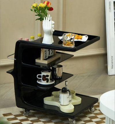 GLOSSY GLIDE | Contemporary Multi-Tier Organizer Cart