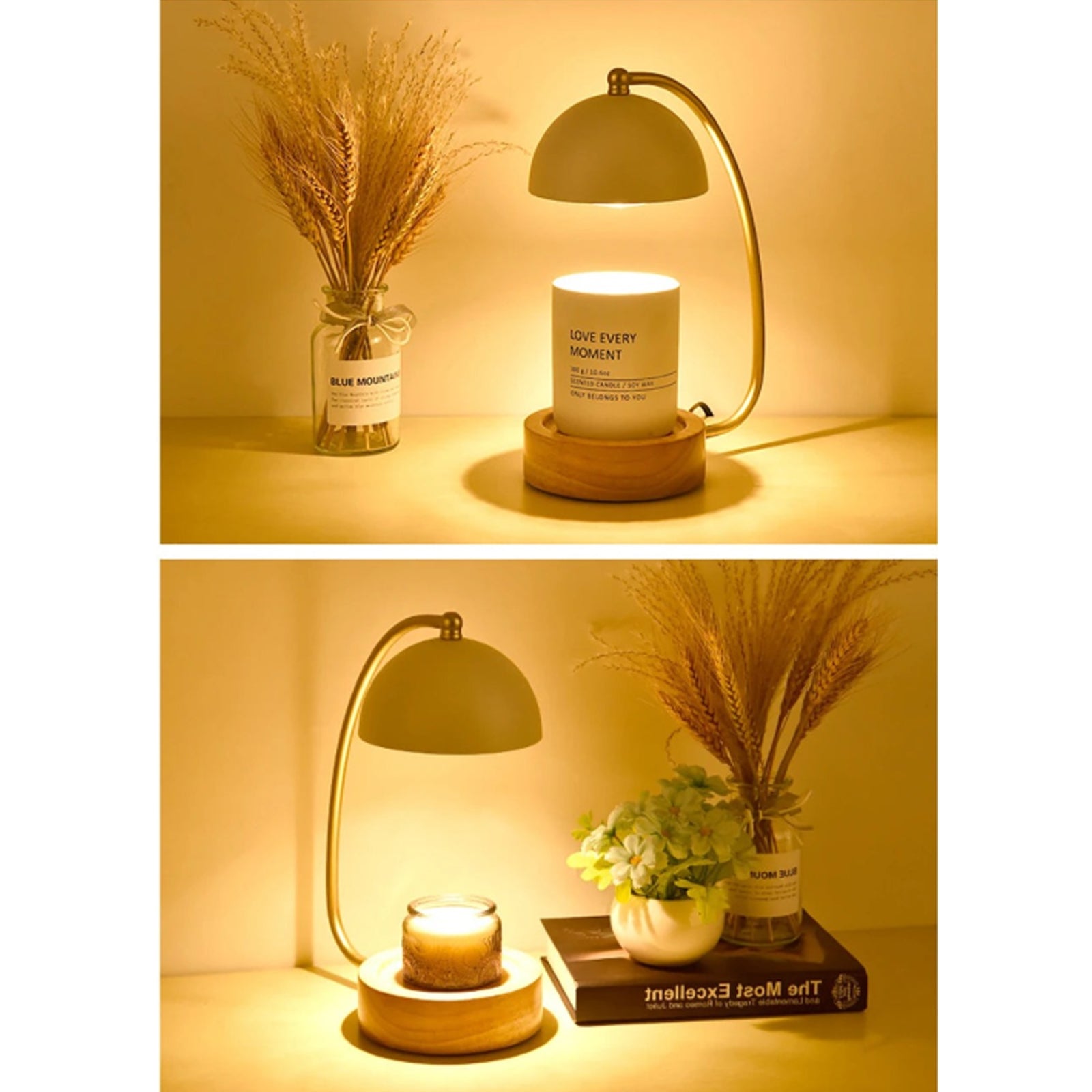 Golden Candle Warmer - Retro Dome Stand, Adjustable Timer
