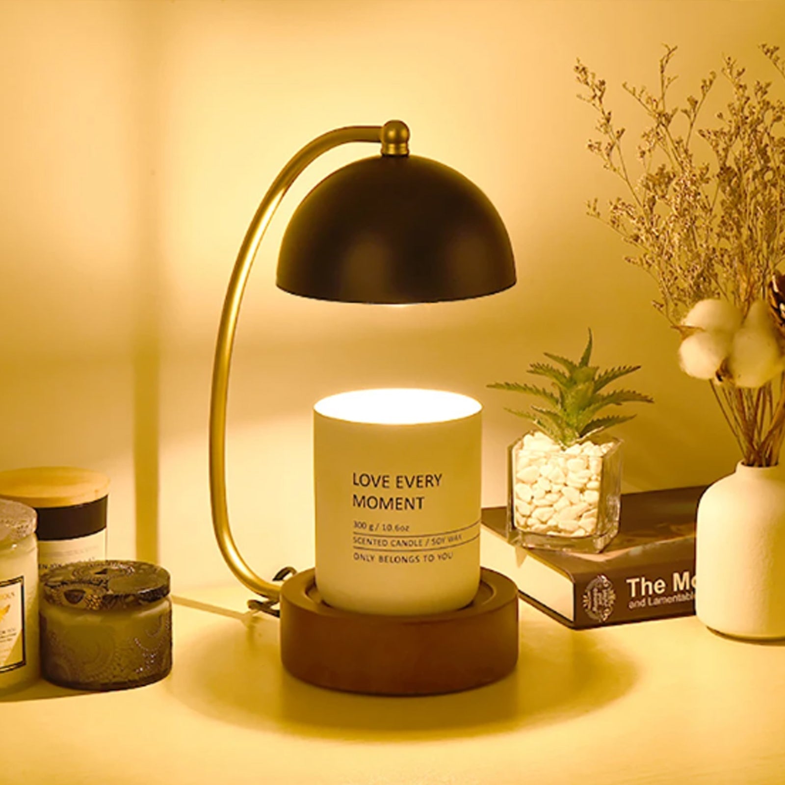 Golden Candle Warmer - Retro Dome Stand, Adjustable Timer