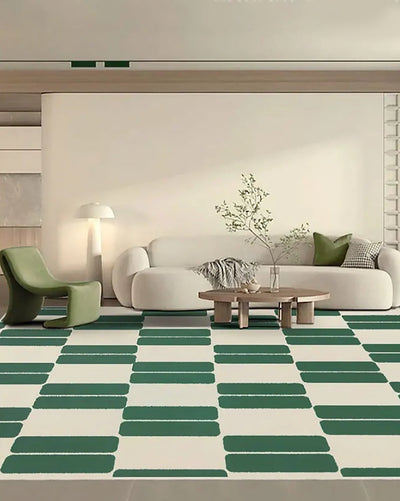 Green Retro Area Rug - French Patterned Carpet