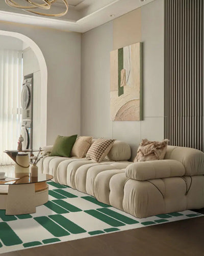 Green Retro Area Rug - French Patterned Carpet