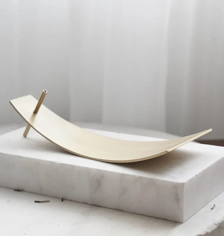 Bronze Incense Holder - Nordic Metal Tray 6x3"