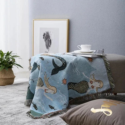 Mermaid Throw Blanket - Plush Cozy Sea Pattern
