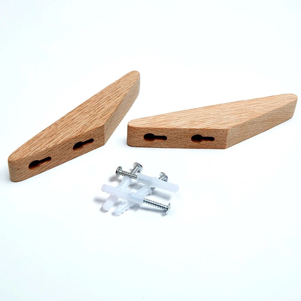 Wooden Wall Hanger - Angular Solid Wood Hook