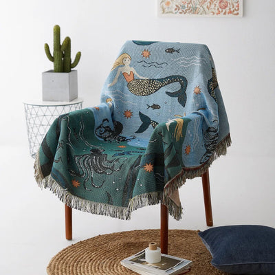 Mermaid Throw Blanket - Plush Cozy Sea Pattern