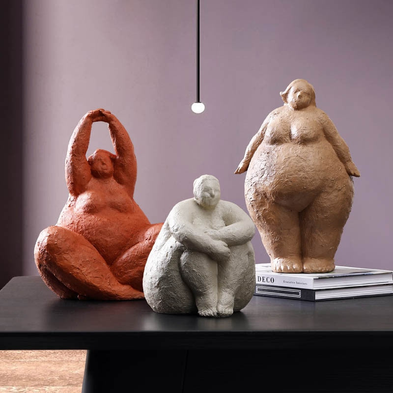 Curvy Yoga Sculpture - Resin Female Figurine Art
