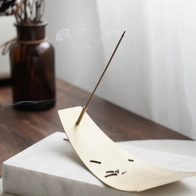 Bronze Incense Holder - Nordic Metal Tray 6x3"