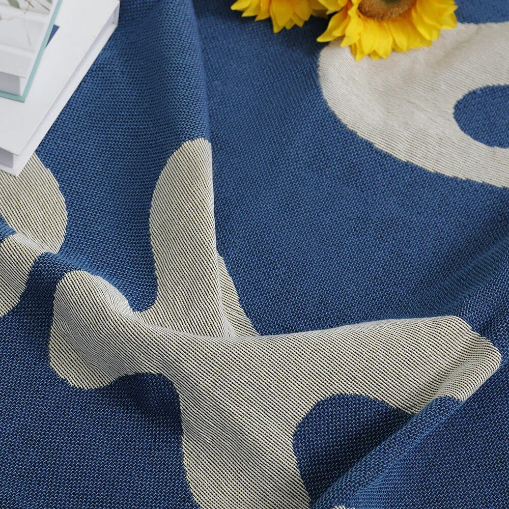 Abstract Art Throw Blanket - Blue Soft Cotton Cozy