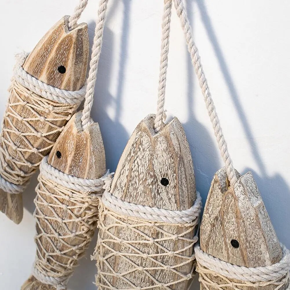 Mediterranean Wooden Fish - Handcrafted Nautical Wall Decor 7.9"