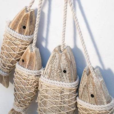 Mediterranean Wooden Fish - Handcrafted Nautical Wall Decor 7.9"