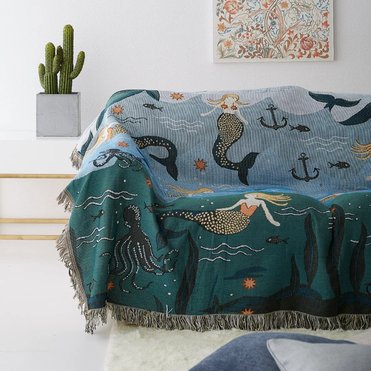 Mermaid Throw Blanket - Plush Cozy Sea Pattern
