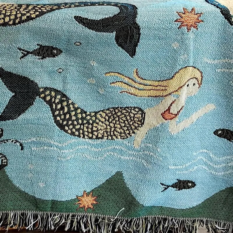 Mermaid Throw Blanket - Plush Cozy Sea Pattern