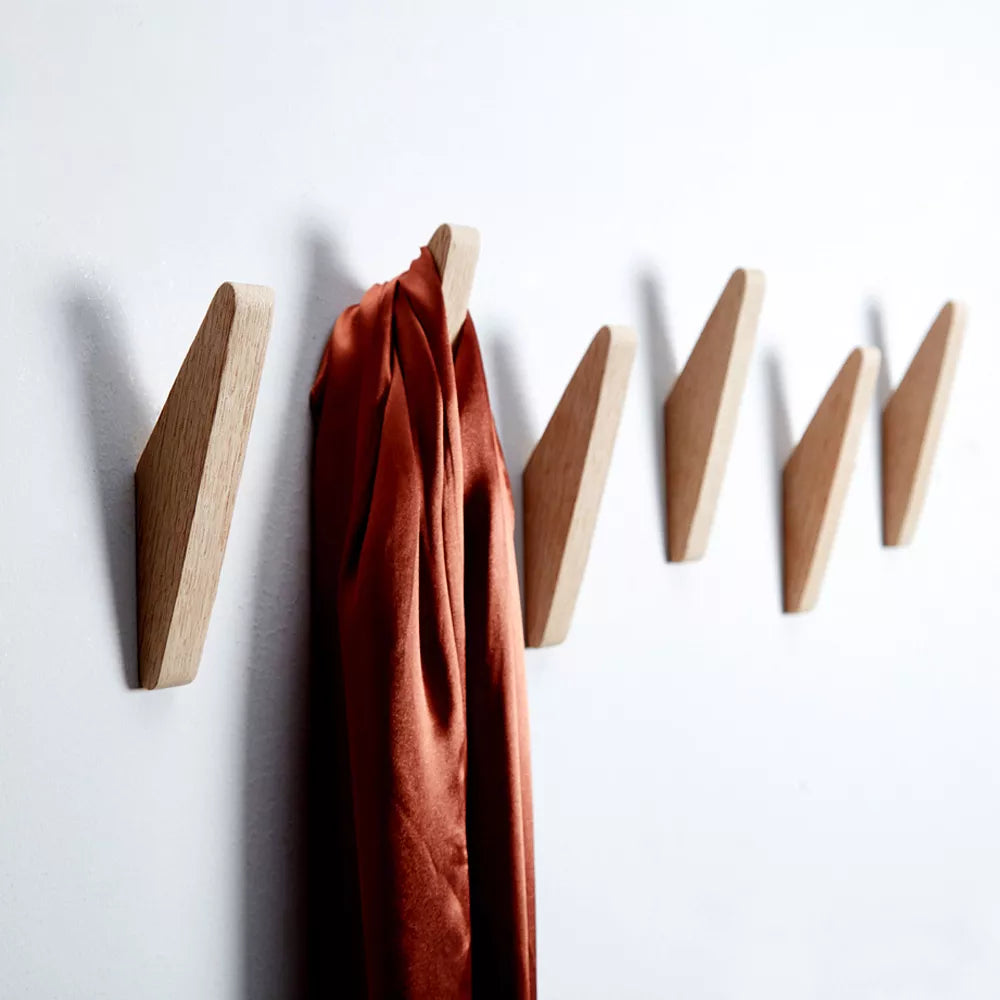 Wooden Wall Hanger - Angular Solid Wood Hook