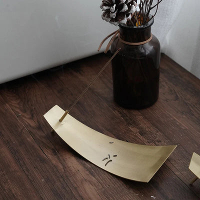 Bronze Incense Holder - Nordic Metal Tray 6x3"