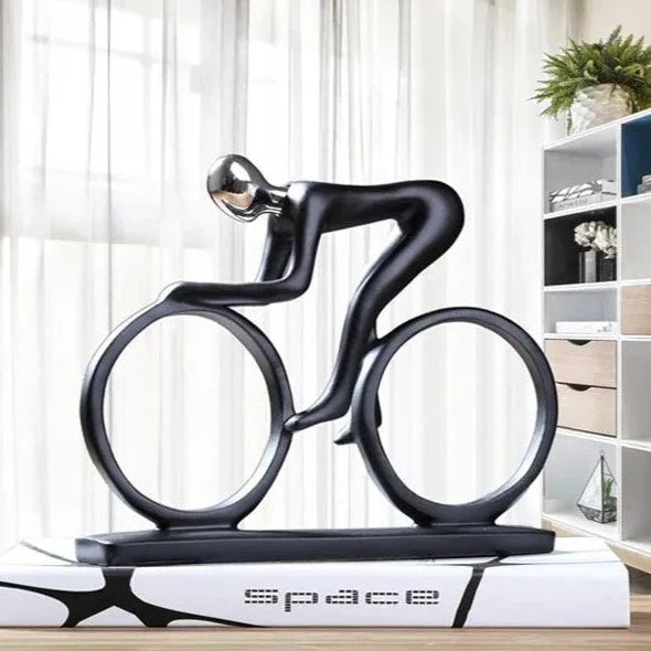 Cyclist Figurine Sculpture - Handcrafted Resin Bike Statue
