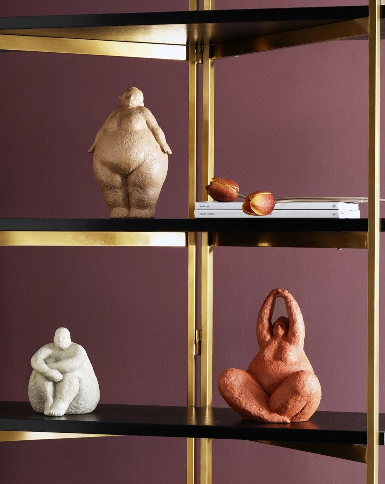 Curvy Yoga Sculpture - Resin Female Figurine Art