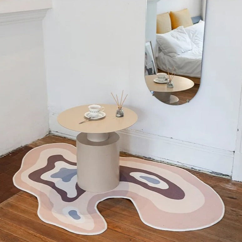 Abstract Area Rug - Irregular Shape Flat Lightweight Rug