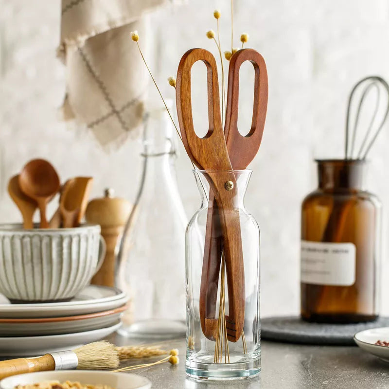Wooden Kitchen Clip - Heat Resistant Tongs 9.8"