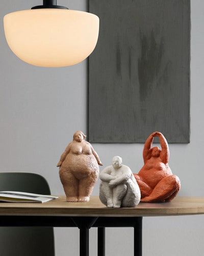 Curvy Yoga Sculpture - Resin Female Figurine Art