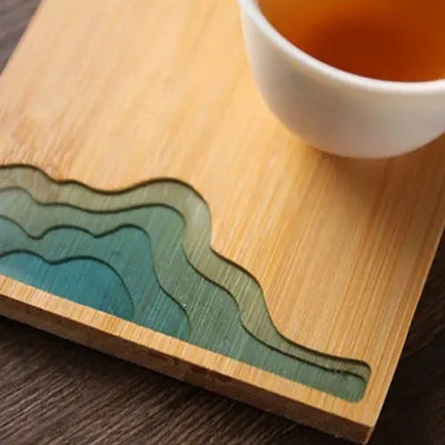 Epoxy Art Wooden Coaster - Beach Themed Bamboo Drink Accessory