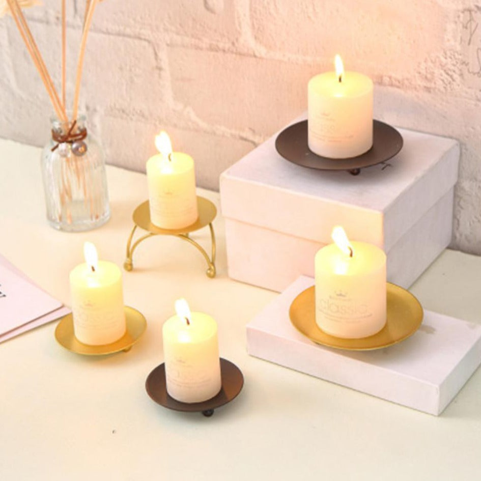 Iron Plate Candle Holder - Metal Minimalist Decor