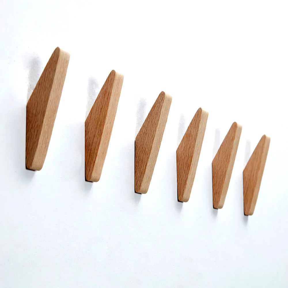 Wooden Wall Hanger - Angular Solid Wood Hook