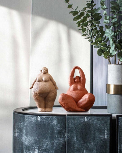 Curvy Yoga Sculpture - Resin Female Figurine Art
