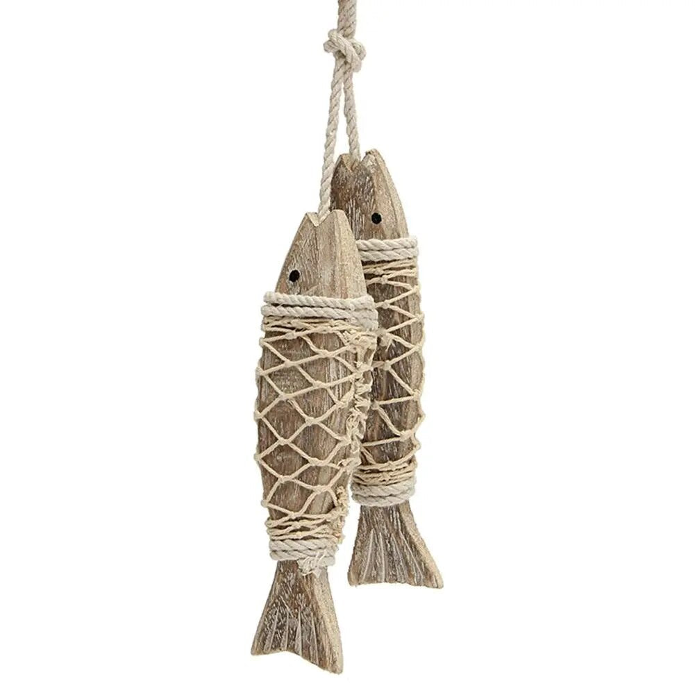 Mediterranean Wooden Fish - Handcrafted Nautical Wall Decor 7.9"