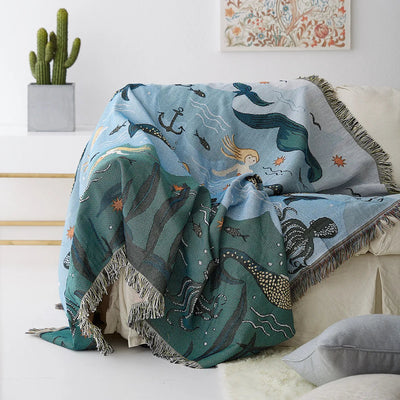 Mermaid Throw Blanket - Plush Cozy Sea Pattern