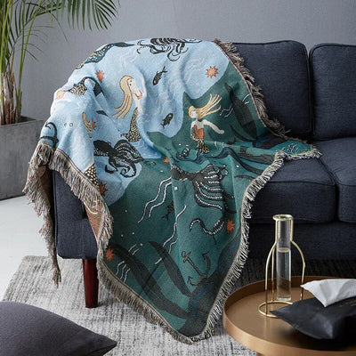 Mermaid Throw Blanket - Plush Cozy Sea Pattern