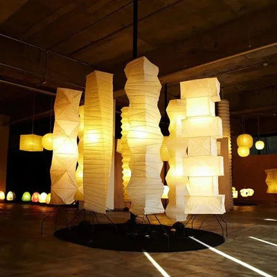 Japanese Floor Lamp - Wabi-Sabi Rice Paper Cube