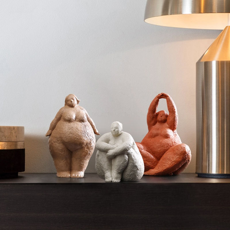 Curvy Yoga Sculpture - Resin Female Figurine Art