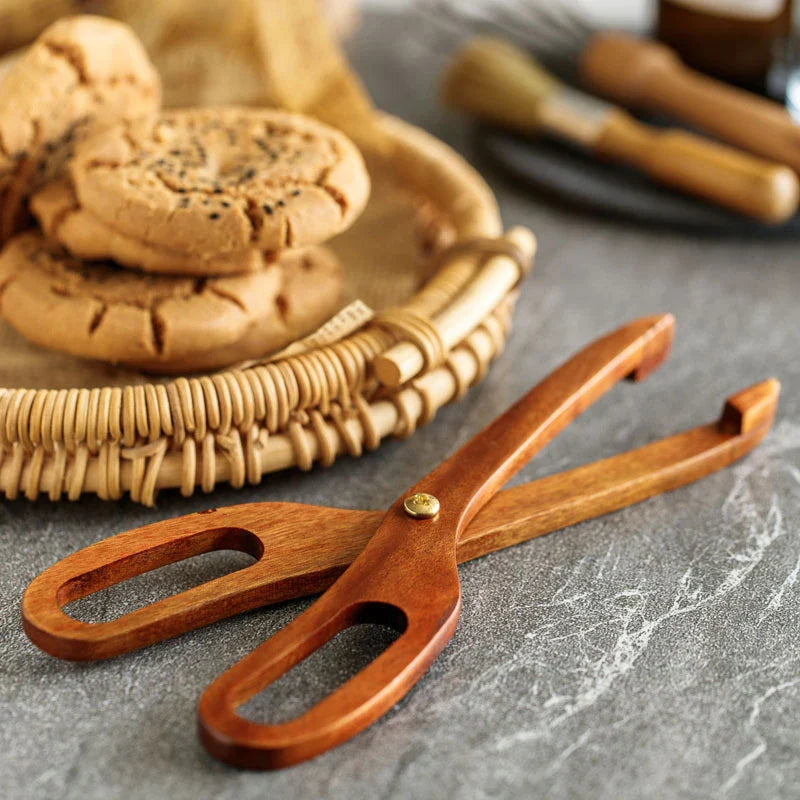Wooden Kitchen Clip - Heat Resistant Tongs 9.8"
