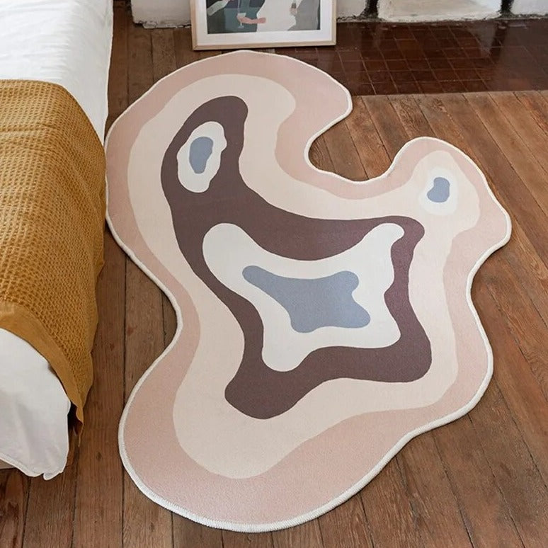 Abstract Area Rug - Irregular Shape Flat Lightweight Rug