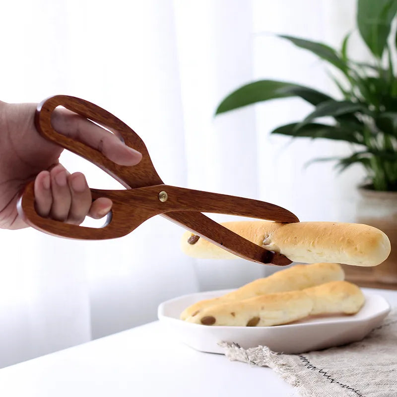 Wooden Kitchen Clip - Heat Resistant Tongs 9.8"
